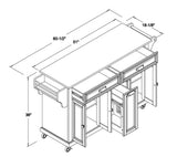 CESICIA Black Wood Base with Wood Top Rolling Kitchen Island (18-in x 51-in x 36-in)