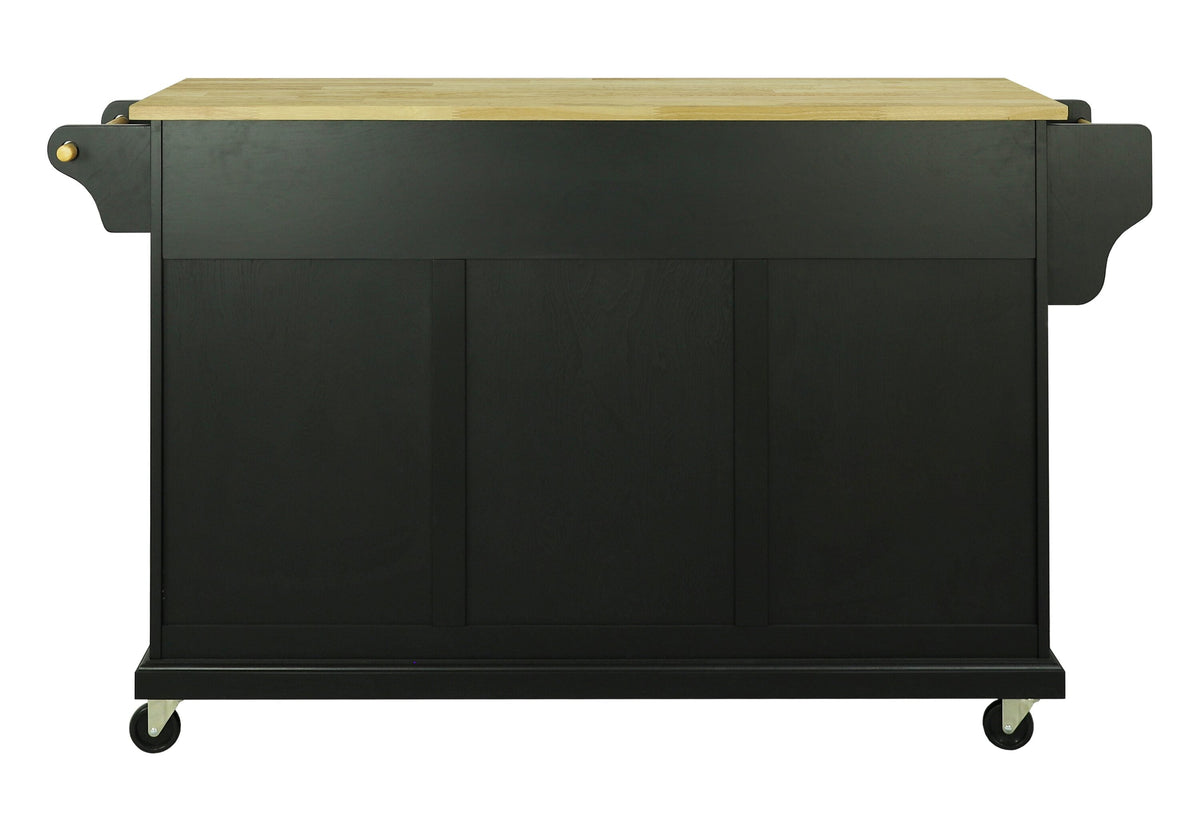 CESICIA Black Wood Base with Wood Top Rolling Kitchen Island (18-in x 51-in x 36-in)