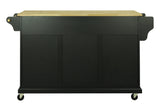 CESICIA Black Wood Base with Wood Top Rolling Kitchen Island (18-in x 51-in x 36-in)