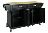 CESICIA Black Wood Base with Wood Top Rolling Kitchen Island (18-in x 51-in x 36-in)