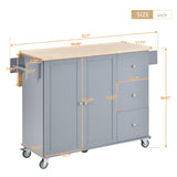 CESICIA Blue Wood Base with Wood Top Rolling Kitchen Island (17.71-in x 52.7-in x 36.81-in)