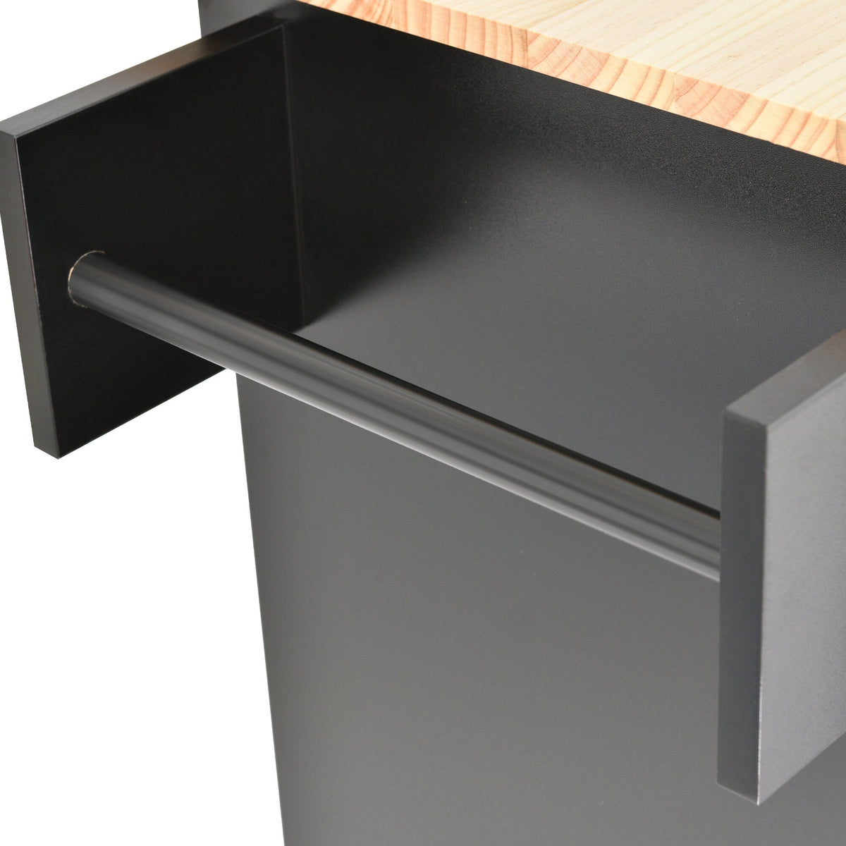 CESICIA Black Wood Base with Wood Top Rolling Kitchen Island (17.71-in x 52.7-in x 36.81-in)