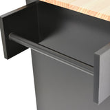 CESICIA Black Wood Base with Wood Top Rolling Kitchen Island (17.71-in x 52.7-in x 36.81-in)