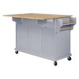 CESICIA Gray Wood Base with Wood Top Rolling Kitchen Island (32-in x 57.63-in x 36-in)