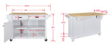CESICIA Gray Wood Base with Wood Top Rolling Kitchen Island (32-in x 57.63-in x 36-in)