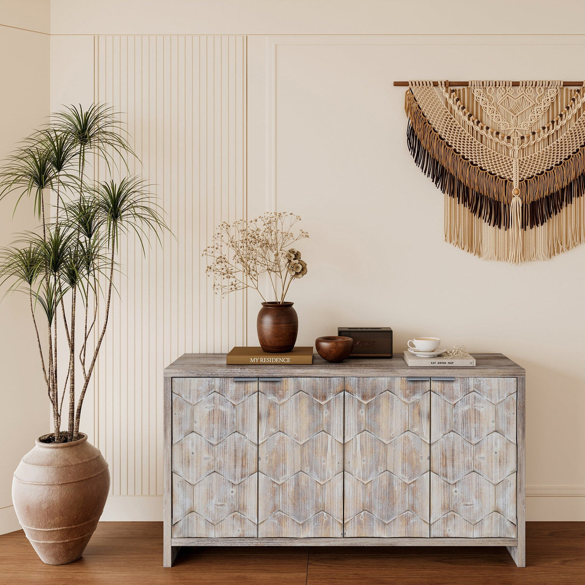 Clihome Natural Wood Wash Accent Chest