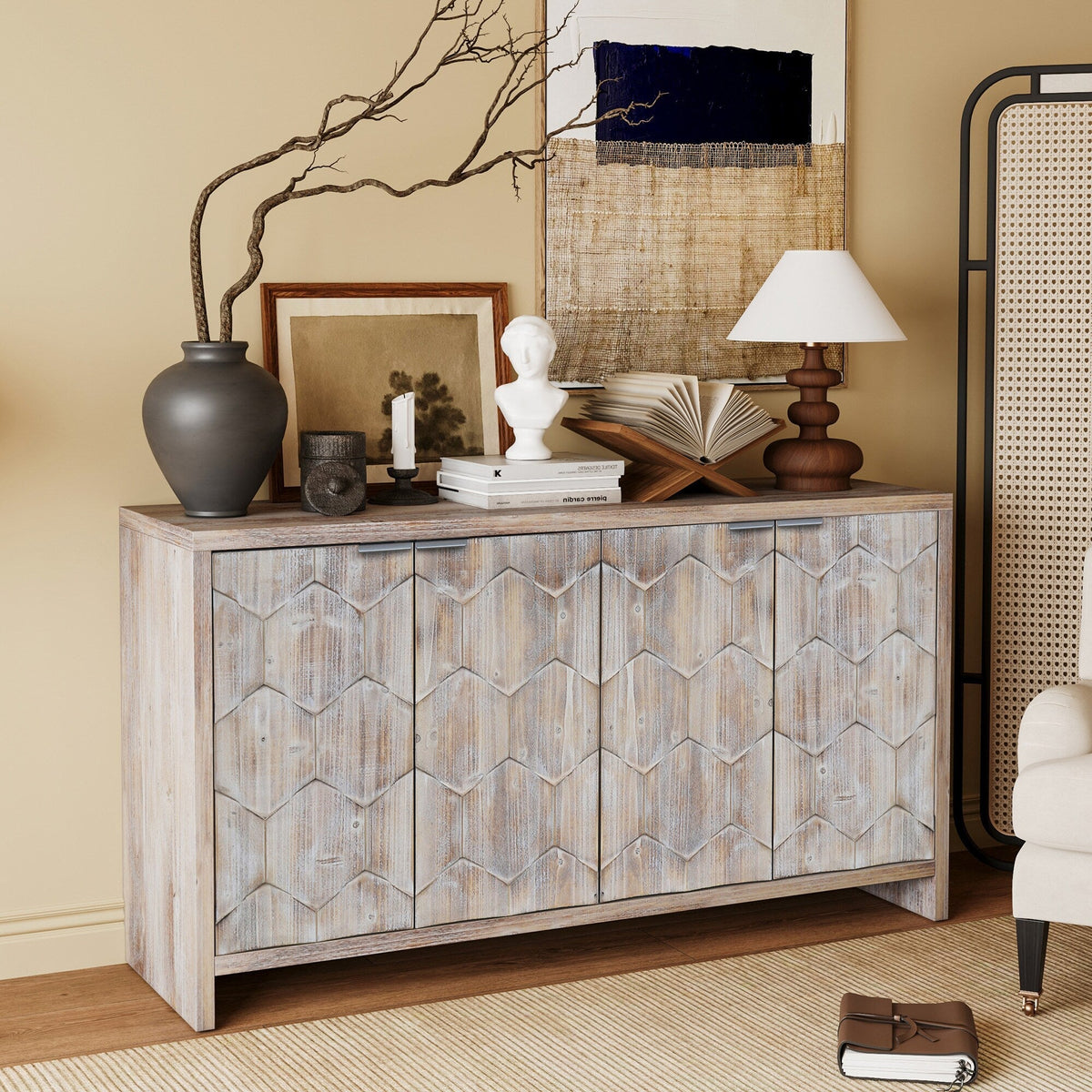 Clihome Natural Wood Wash Accent Chest