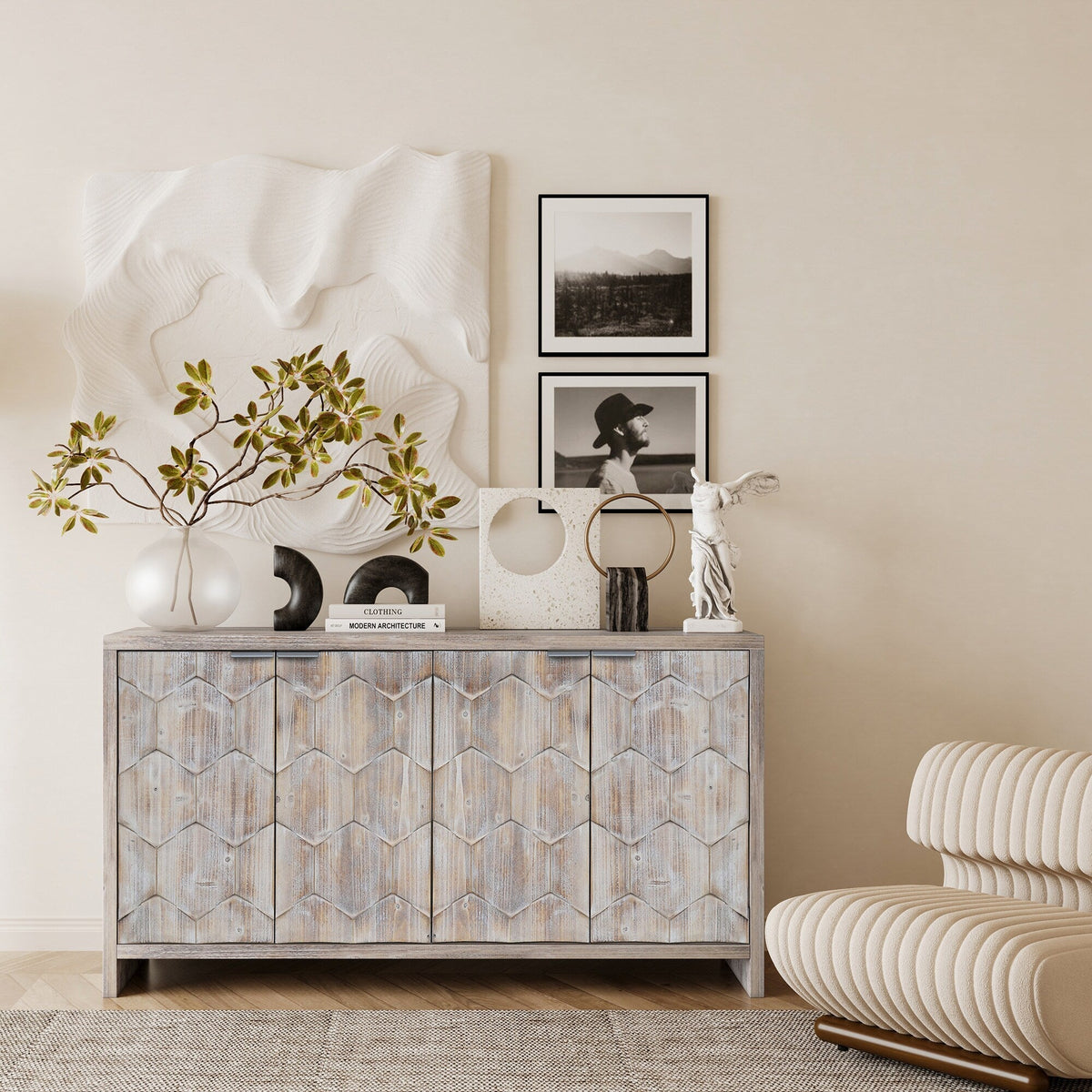 Clihome Natural Wood Wash Accent Chest