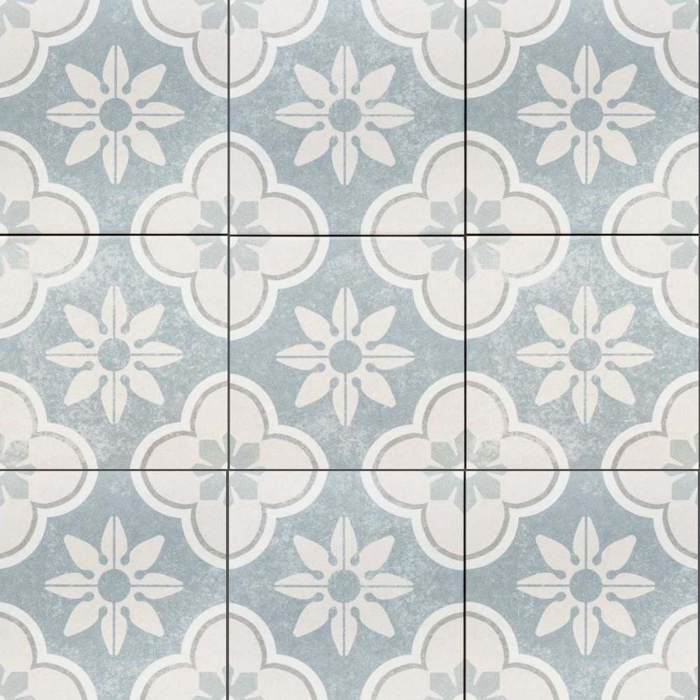 The Tile Life Oheka Montauk Blue 6-in x 6-in Matte Porcelain Encaustic Floor and Wall Tile product image