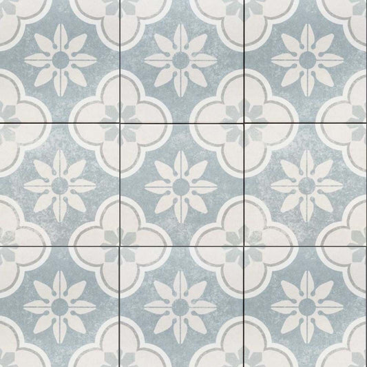 The Tile Life Oheka Montauk Blue 6-in x 6-in Matte Porcelain Encaustic Floor and Wall Tile product image