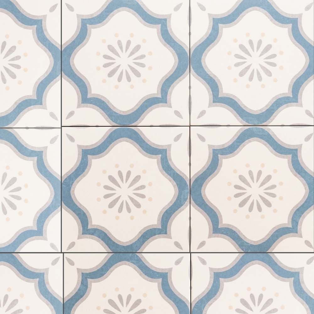The Tile Life DaVinci Blue 8-in x 8-in Matte Porcelain Encaustic Floor and Wall Tile product image