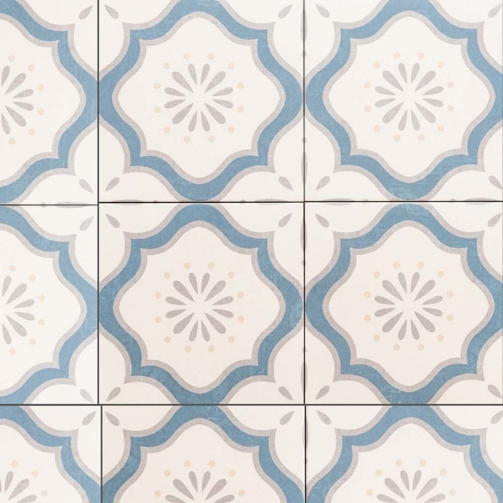 The Tile Life DaVinci Blue 8-in x 8-in Matte Porcelain Encaustic Floor and Wall Tile product image