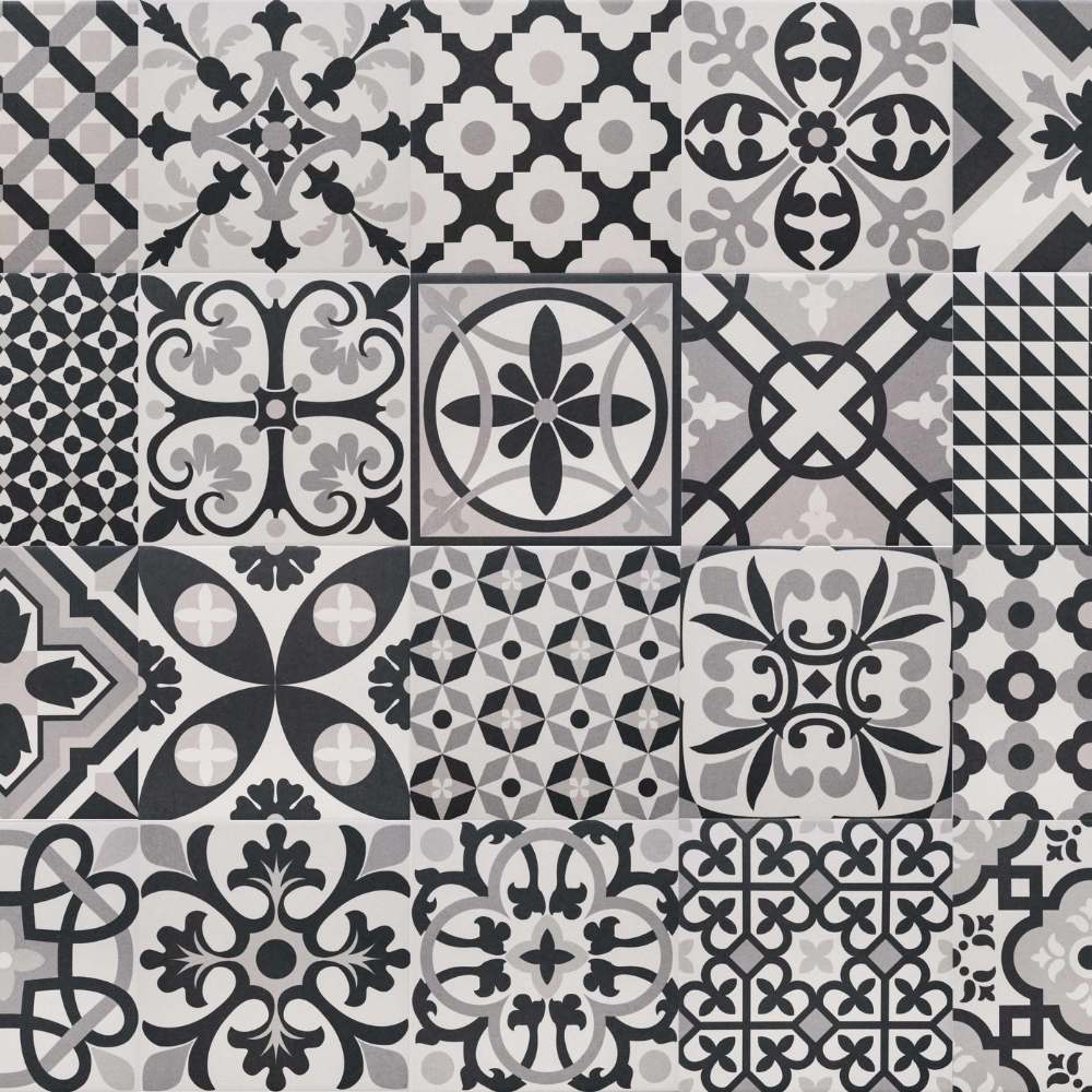 The Tile Life Ellis Taco Black 6-in x 6-in Matte Porcelain Encaustic Floor and Wall Tile product image