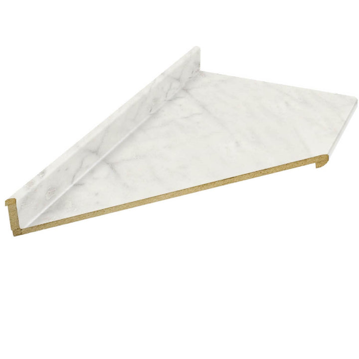 VT Dimensions Formica 6-ft Carrara Bianco Left-Hand Miter-Cut Laminate Countertop with Integrated Backsplash, Ora Edge