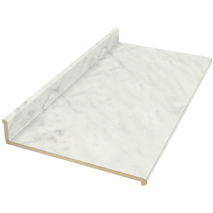 VT Dimensions Formica 6-ft Carrara Bianco Etchings Straight Laminate Countertop with Integrated Backsplash
