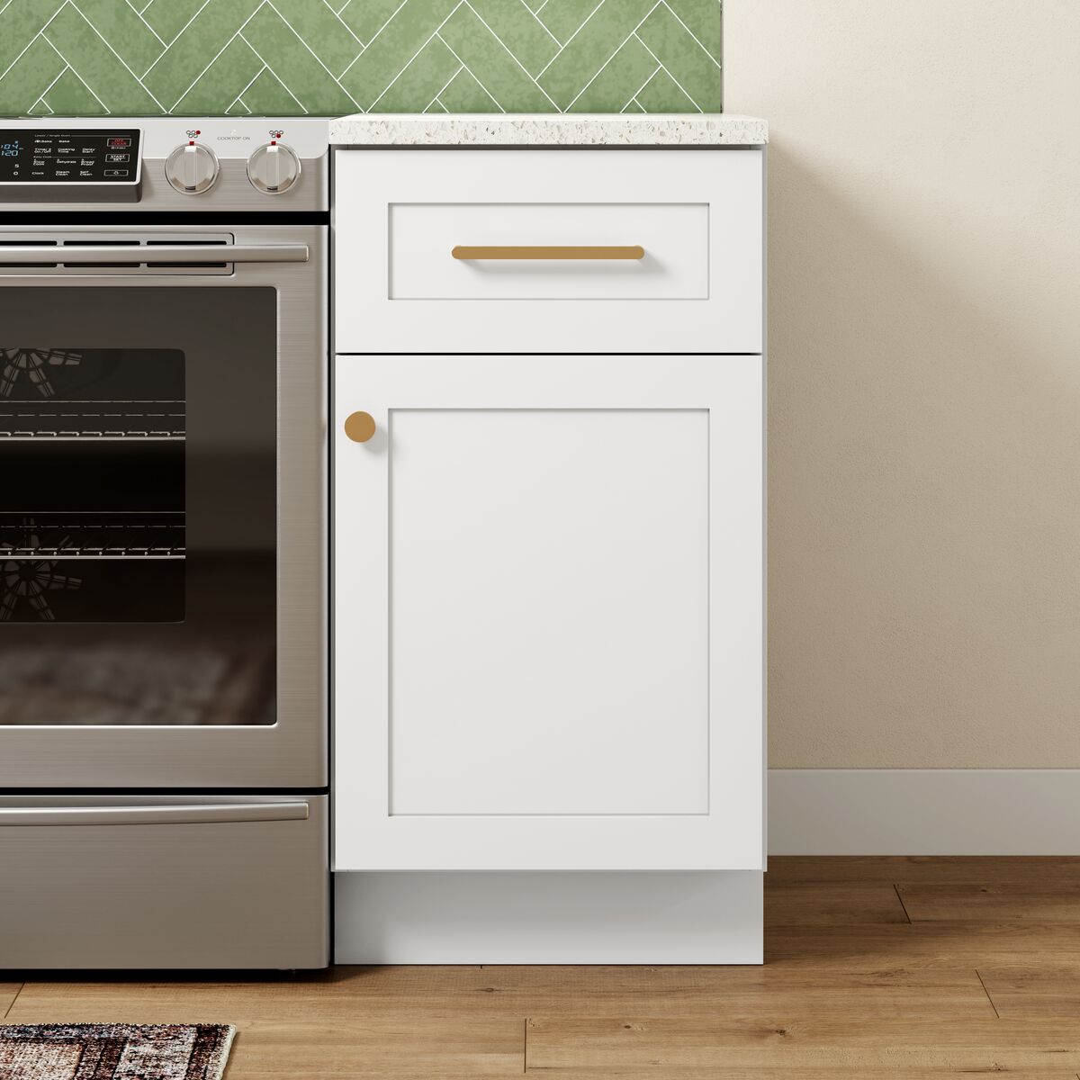 Whalen CLICK-IT Enfield 18-in W x 34.5-in H x 24-in D Classic White Birch 1-Drawer Base Ready To Assemble Plywood Cabinet (Raised Panel Shaker Style)