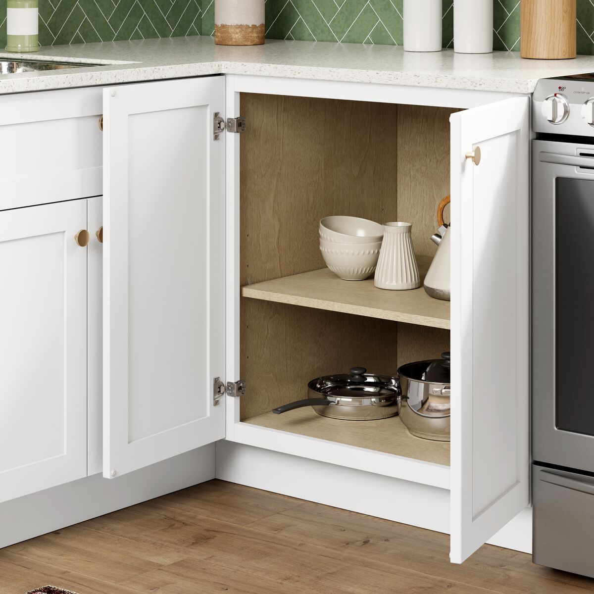 Whalen CLICK-IT Enfield 30-in W x 34.5-in H x 24-in D Classic White Birch Base Ready To Assemble Plywood Cabinet (Raised Panel Shaker Door Style)