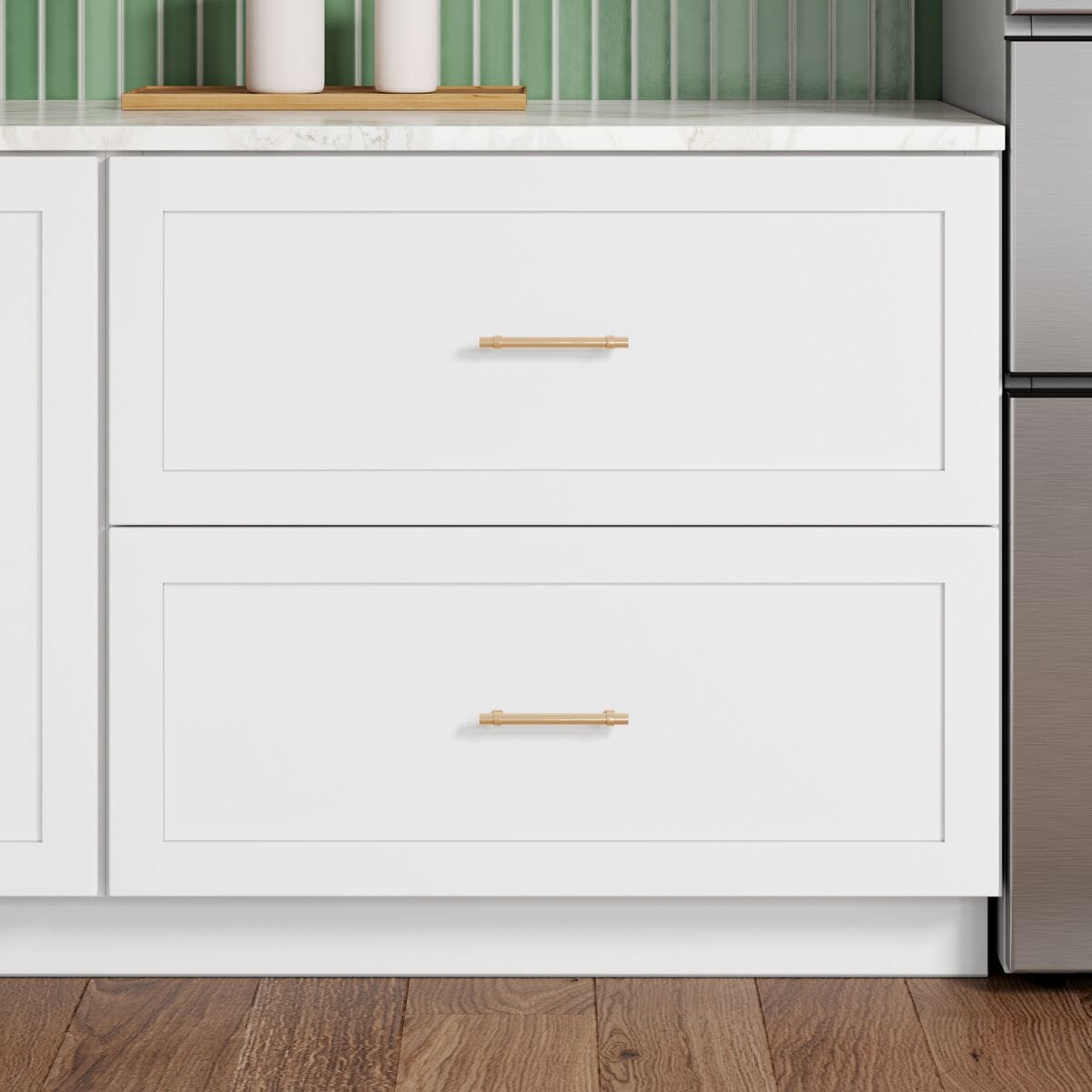 Whalen CLICK-IT Enfield 36-in W x 34.5-in H x 24-in D Classic White Birch 2-Drawer Base Ready To Assemble Plywood Cabinet (Raised Panel Style)