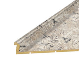 VT Dimensions Formica Etchings 10-ft Left-Hand Miter-Cut Laminate Countertop with Integrated Backsplash – Ouro Romano (120 in L x 25.5 in D x 4.5 in T)