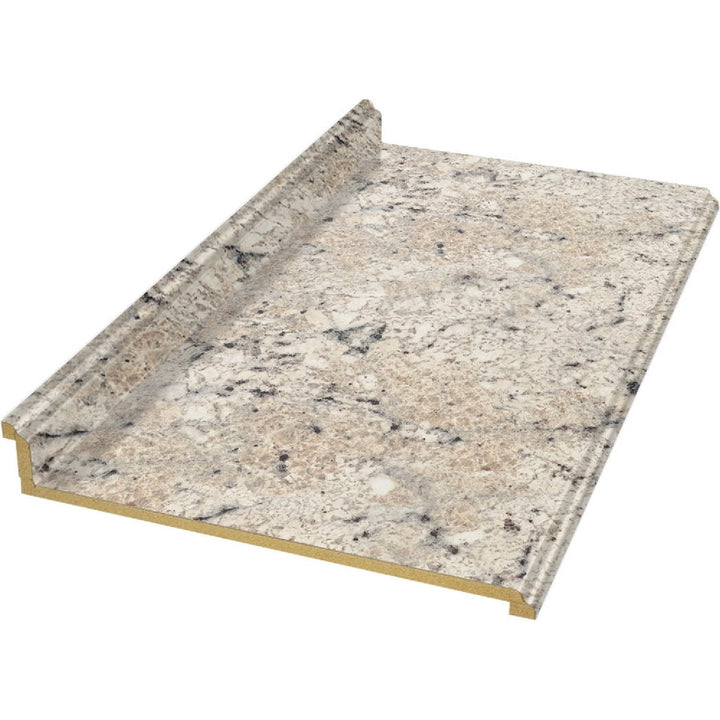 VT Dimensions Formica 8-ft Ouro Romano Etchings Straight Laminate Kitchen Countertop with Integrated Backsplash