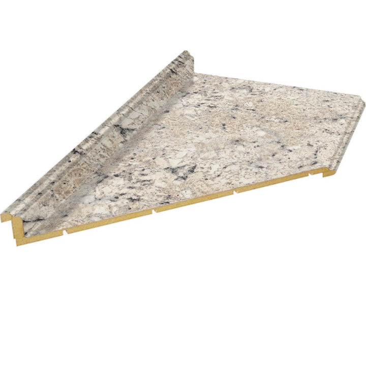 VT Dimensions Formica 6-ft Ouro Romano Etchings Left-Hand Miter-Cut Laminate Kitchen Countertop with Integrated Backsplash