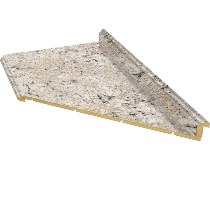 VT Dimensions Formica 10-ft Ouro Romano Etchings Right-Hand Miter-Cut Laminate Kitchen Countertop with Integrated Backsplash