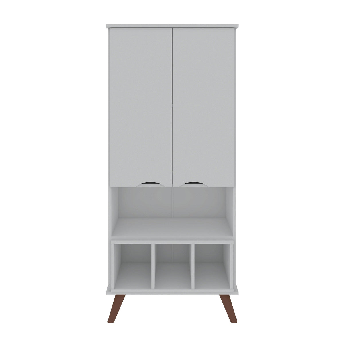 Manhattan Comfort Hampton Off White and Maple Cream 6-Shelf Office Cabinet
