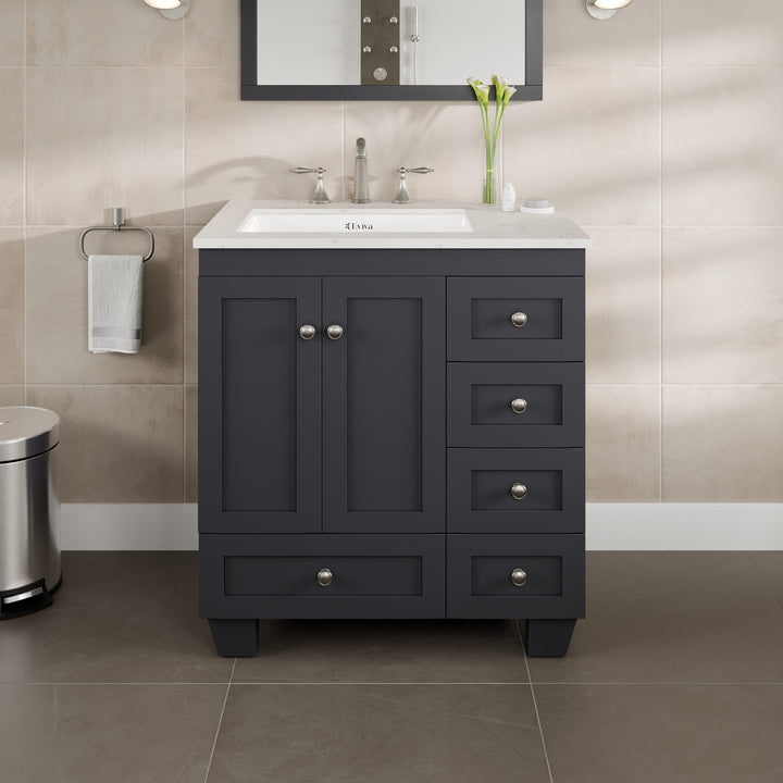 Eviva Acclaim 30-in W x 22-in D x 34-in H Gray Bath Vanity with White Carrara Marble Top and White Undermount Sink