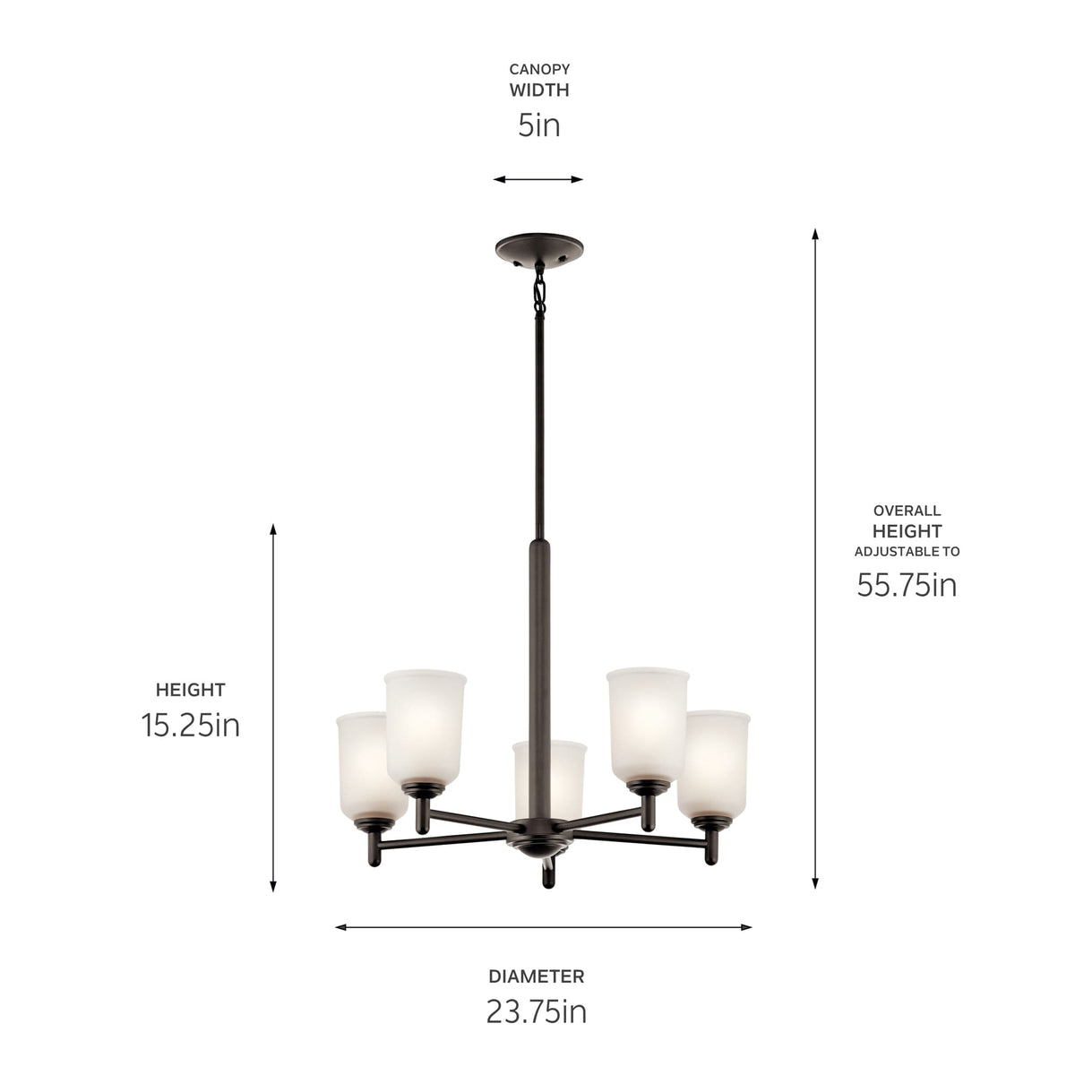 Kichler Shailene 5-Light Antique Bronze Transitional Chandelier