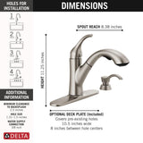 Delta Kessler Stainless 1-Handle Deck-Mount Pull-Out Kitchen Faucet with Soap Dispenser and Deck Plate