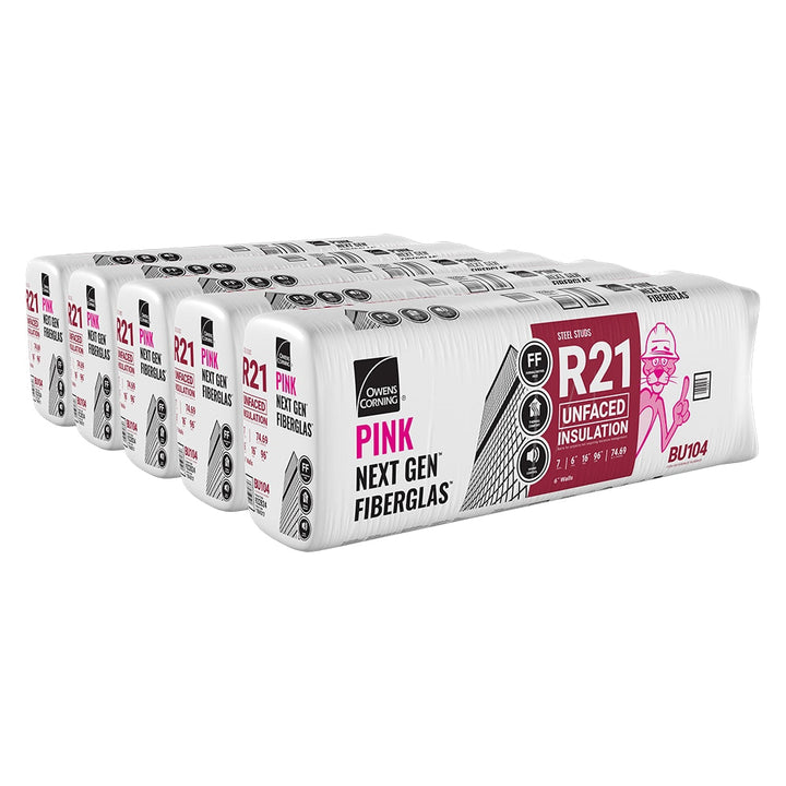 Owens Corning R-21 Unfaced Fiberglass Insulation Batts, 6 in. x 16 in. x 96 in.