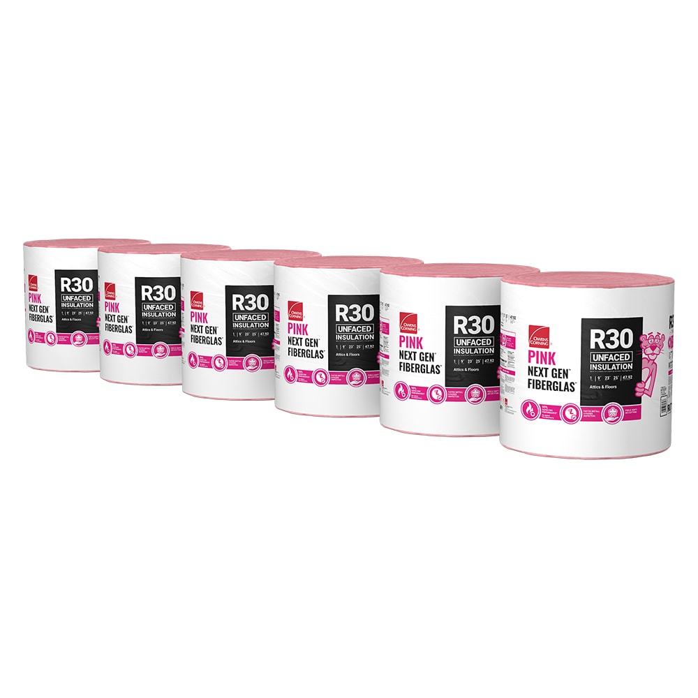 Owens Corning EcoTouch R-30 Unfaced Fiberglass Insulation Roll, 23 in. W x 25 ft. L, 47.92 sq. ft. Coverage