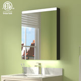 ExBrite Arvona 24-in x 30-in Lighted LED Surface Mount Matte Black Mirrored Medicine Cabinet