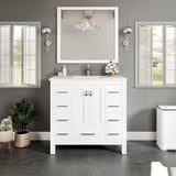 Eviva Hampton 36 in. W x 18 in. D x 34 in. H Bathroom Vanity in Gray with White Carrara Marble Top and White Undermount Sink