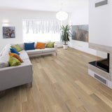 allen + roth White oak Firenze hardwood flooring — installed room view
