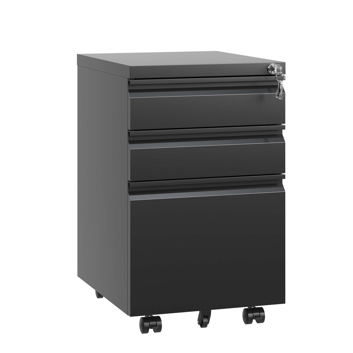 Mondawe Black 3-Drawer 14.57-in File Cabinet