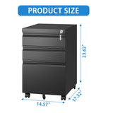 Mondawe Black 3-Drawer 14.57-in File Cabinet