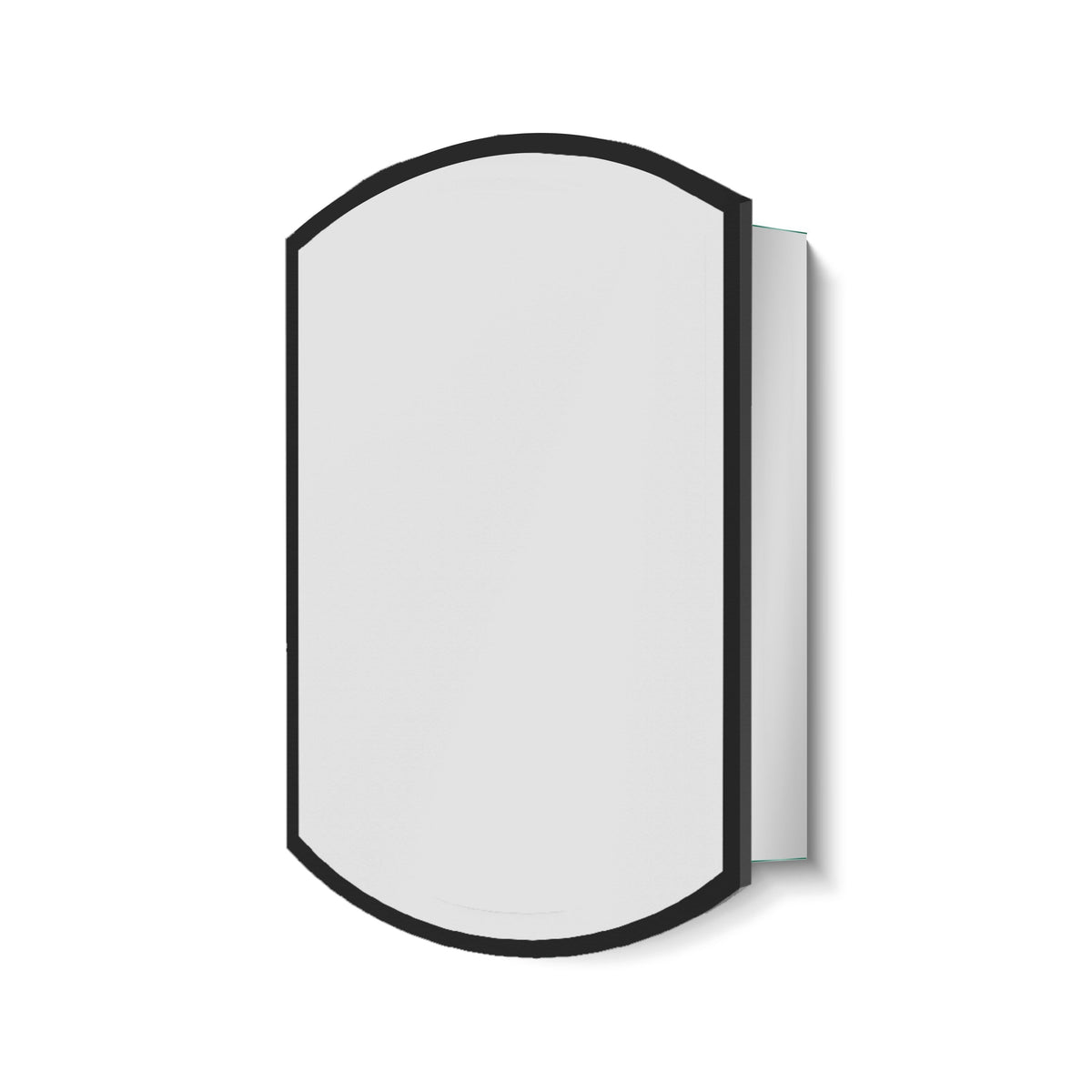 WELLFOR 16-in x 26-in Surface/Recessed Mount Black + Silver Mirrored Arched Soft Close Medicine Cabinet