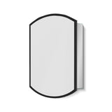 WELLFOR 16-in x 26-in Surface/Recessed Mount Black + Silver Mirrored Arched Soft Close Medicine Cabinet