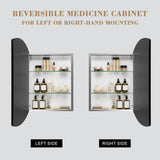 WELLFOR 16-in x 26-in Surface/Recessed Mount Black + Silver Mirrored Arched Soft Close Medicine Cabinet