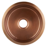 Ducreux Dual Mount Solid Copper 17 in. Single Bowl Prep or Bar Sink in Antique Copper