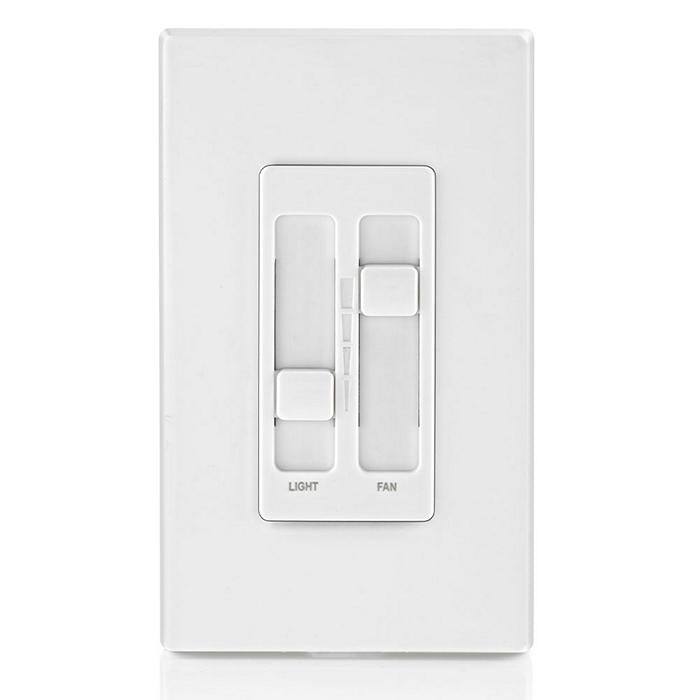 Leviton SureSlide 1.5A Dual Quiet Fan Speed Control and Light Dimmer, 150W LED/300W Incandescent, 120V, Single-Pole, White