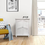 Venice 34 in. H x 27 in. W x 13-3/4 in. D Bathroom Linen Storage Floor Cabinet in White - Super Arbor