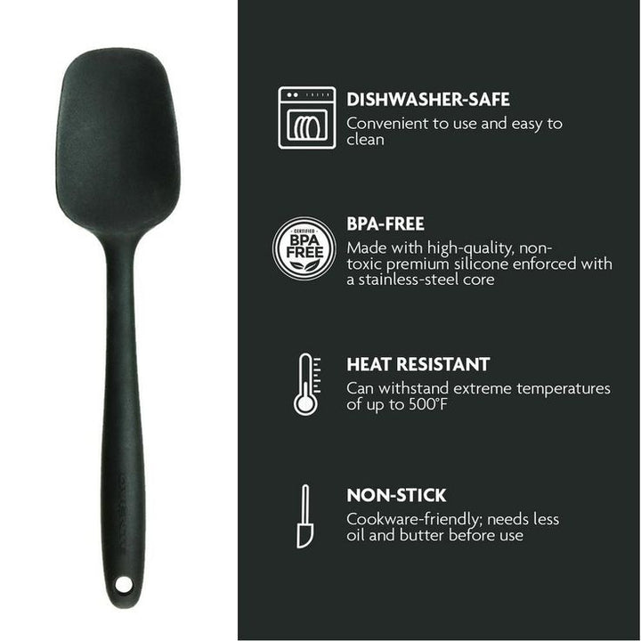 Premium Silicone BPA-Free, Spatula, Stainless Steel Core 500F Heat-Resistant, Non-Stick, Dishwasher Safe, (SP2001B)