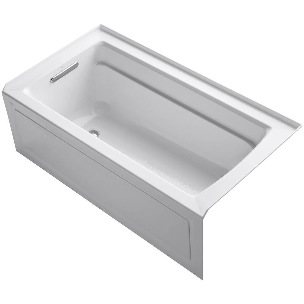 Archer 60 in. Right-Hand Drain Rectangular Alcove Bathtub in White - Super Arbor