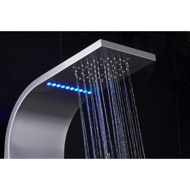 55 in. 5-Jet Shower Panel System with LED Rainfall Mist Shower Head Hand Shower Wand and Tub Spout in Brushed Nickel