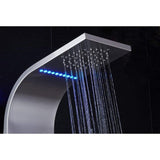 55 in. 5-Jet Shower Panel System with LED Rainfall Mist Shower Head Hand Shower Wand and Tub Spout in Brushed Nickel