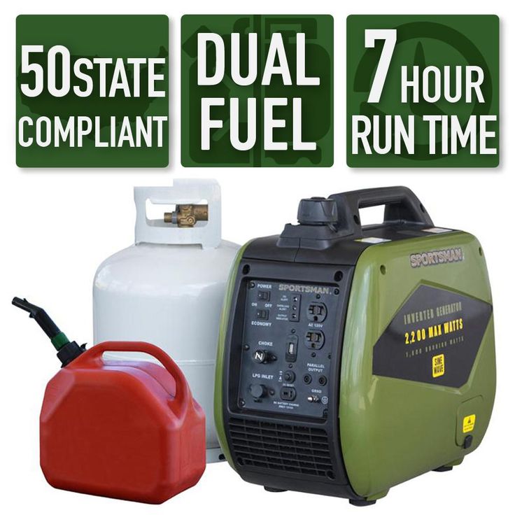 Sportsman 2,200-Watt Recoil Start Dual Fuel LPG/Gasoline Powered Portable Inverter Generator w/Parallel Connection, CARB Approved