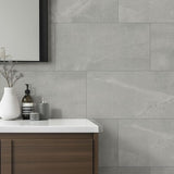 Madison Celeste 12 in. x 24 in. Polished Porcelain Stone Look Floor and Wall Tile (16 sq. ft./Case)