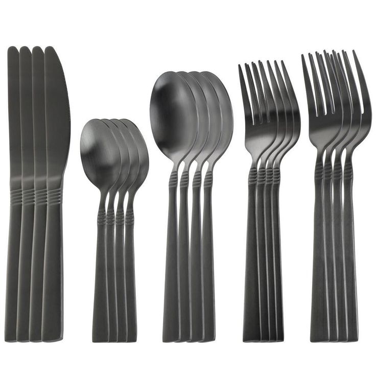 Cravat 20-Piece Matte Black Flatware Utensil Set, 18/10 Stainless Steel Silverware Metal (Service for 4)